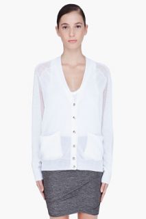 Alexander Wang White Ribbed Floating Ottoman Cardigan for women