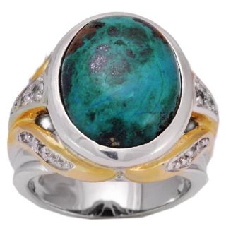 Michael Valitutti Silver Crysocolla and Sapphire Ring