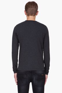 Wings + Horns Charcoal Cashmere Henley for men