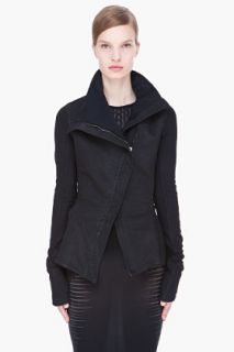 Gareth Pugh Black Asymmetric Coated Cotton Tailcoat for women