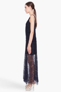 CARVEN Long Navy Lace Dress for women