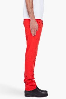 McQ Alexander McQueen Paint Blotched Red Jeans for men