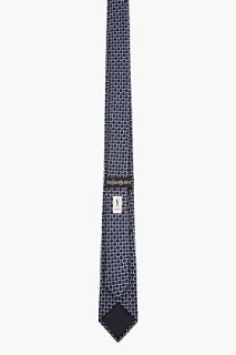 Yves Saint Laurent Navy Blue Circle Cutout Tie for men