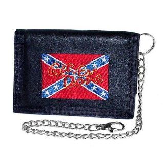 GIT ER DONE REBEL FLAG Leather Chain Wallet ~ Real Leather ~ NEW