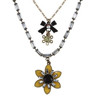 Betsey Johnson Yellow Flower 2 row Necklace