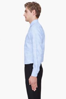 Neil Barrett Blue Camo Print Pinstripe Shirt for men