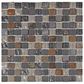 SomerTile Reflections Square 1 in Wisp Glass/Stone Mosaic Tile (Pack