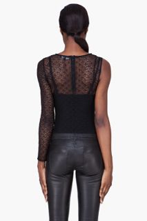 Versus Sheer Black Lace One Sleeve Bodysuit for women