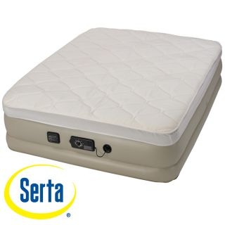 Serta Raised Queen size Pillow Top Airbed with NeverFlat AC Pump