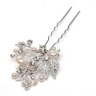 Bridal Hair Pin, Floral & Leaf Pearl Design 227: Clothing