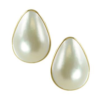14k Yellow Gold Brown Freshwater Pearl Stud Earrings (6 6.5 mm) MSRP