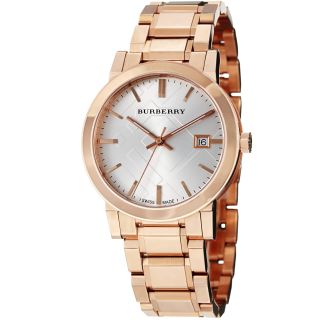 Burberry Mens Large Check Silver Dial Rose Gold Steel Watch Today
