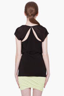 T By Alexander Wang Pebbled Silk Cut Out T shirt for women