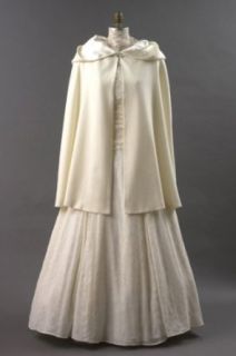 Ivory Wool Wedding Short Cloak with Hood, Lined in Satin