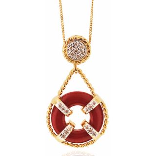 Michael Valitutti 14k Gold Coral/ 1/5ct TDW Diamond Necklace Today $