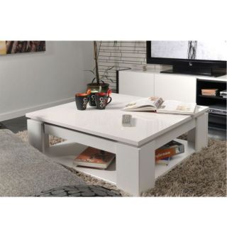 STREET Table basse carrée Blanc brillant   Achat / Vente TABLE BASSE