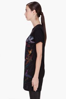 McQ Alexander McQueen Black Rolled Sleeve Bird T shirt for women