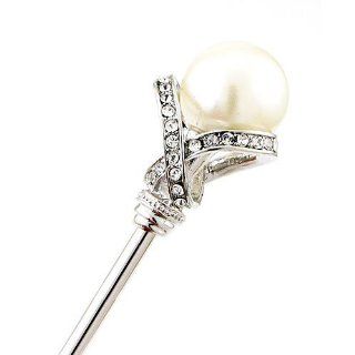 Crystalmood LUX Swarovski Rhinestone Hair Stick with Large White Pearl