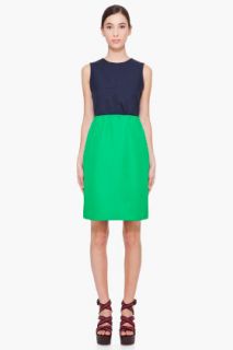 Marc By Marc Jacobs Navy & Green Tate Twill Dress for women