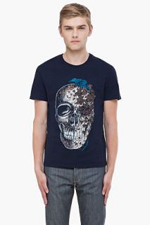 Alexander McQueen Navy Ivy Skull T shirt for men