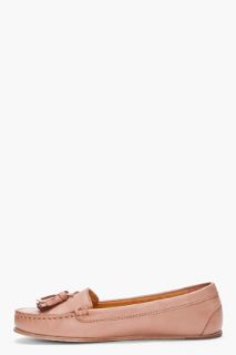 A.P.C. Light Brown Leather Moccasin Flats for women