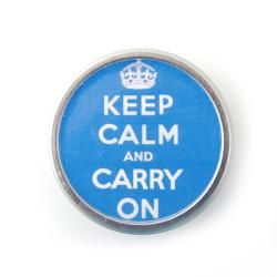 Silverplated Blue Keep Calm and Carry On Necklace
