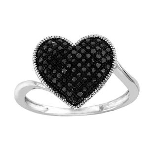 Sterling Silver 1/4ct TDW Black Diamond Heart Cocktail Ring Today $