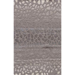 Hand tufted Metropolitan Stones Silver Wool Rug (36 x 56