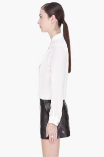 Marc By Marc Jacobs Cream Silk Pleated Mariko Blouse for women