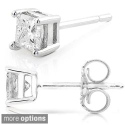 14k Gold 1/2ct TDW Princess cut Diamond Stud Earrings (G H, SI1 SI2
