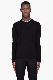 SLVR Black Fashion Knit Crewneck Sweater for men
