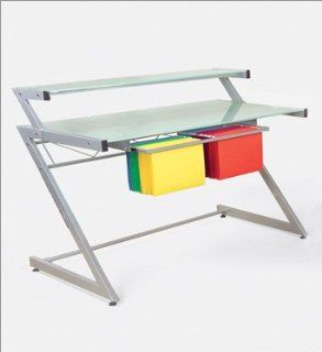 ITALMODERN Z Deluxe Small Desk With Shelf; Aluminum