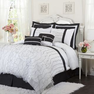 Amour Eternel Romana Black/White 4 piece Comforter Set