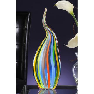 LuckyClover Authentic Murano Glass Blue Curvy Vase