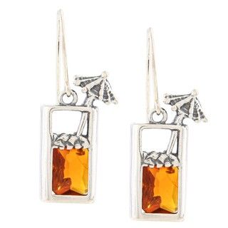 Silvermoon Silver Orange Cubic Zirconia Tropical Drink Earrings