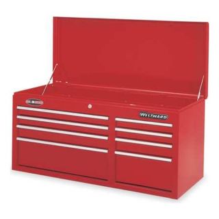 Westward 1RC74 Tool Chest, 8 Drawer, Red, 40 1/2 In, Ball
