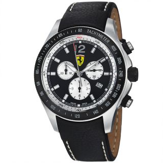 Ferrari Mens Scuderia Black Dial Black Strap Chronograph Watch MSRP