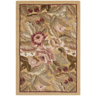 Hand hooked Chelsea Floral Gold Wool Rug (18 x 26)