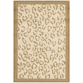 Hand hooked Chelsea Leopard Ivory Wool Rug (18 x 26) Today $25.49