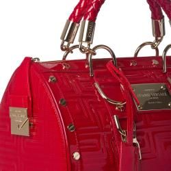 Versace Stitched Red Patent Leather Handbag