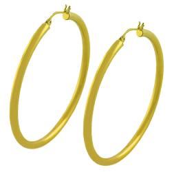 14k Yellow Gold 50 mm Polished Tube Hoop Earrings