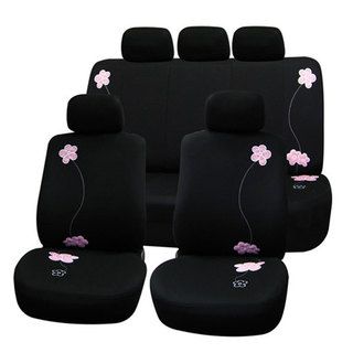 Black Flower Embroidery Airbag safe Fabric Seat Covers