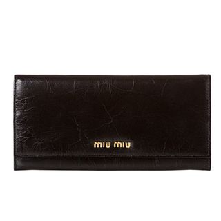 Miu Miu Womens Black Vitello Leather Wallet