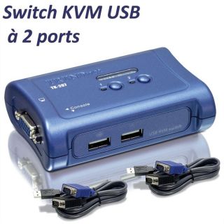 Switch KVM USB à 2 ports   Utilisez 1 seul clavier, 1 seul moniteur
