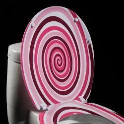 Pink Spiral Designer Melamine Toilet Seat Cover