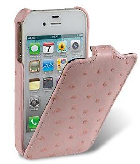 Straußenleder Flip Case Melkco für iPhone 4 und 4S Pink 