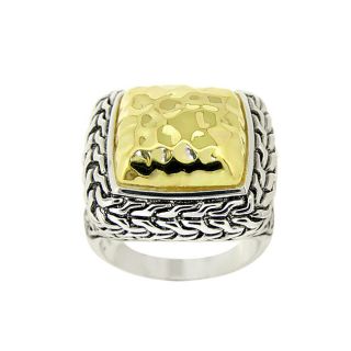 Mondevio Two tone Sterling Silver Square Ring Today $49.99 Sale $44