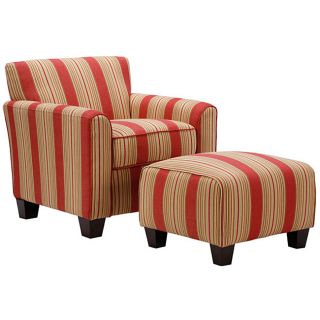 Park Avenue Crimson Red Arm Chair and Ottoman