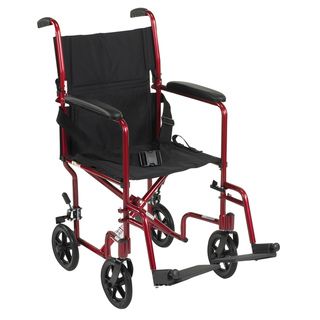 Lightweight 17 inch Red Transport Wheelchair