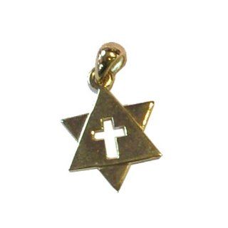 14 K solid Gold Messianic Pendant   Star of David with